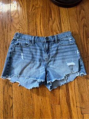 aerie Light Blue Distressed Denim Cutoff Shorts
